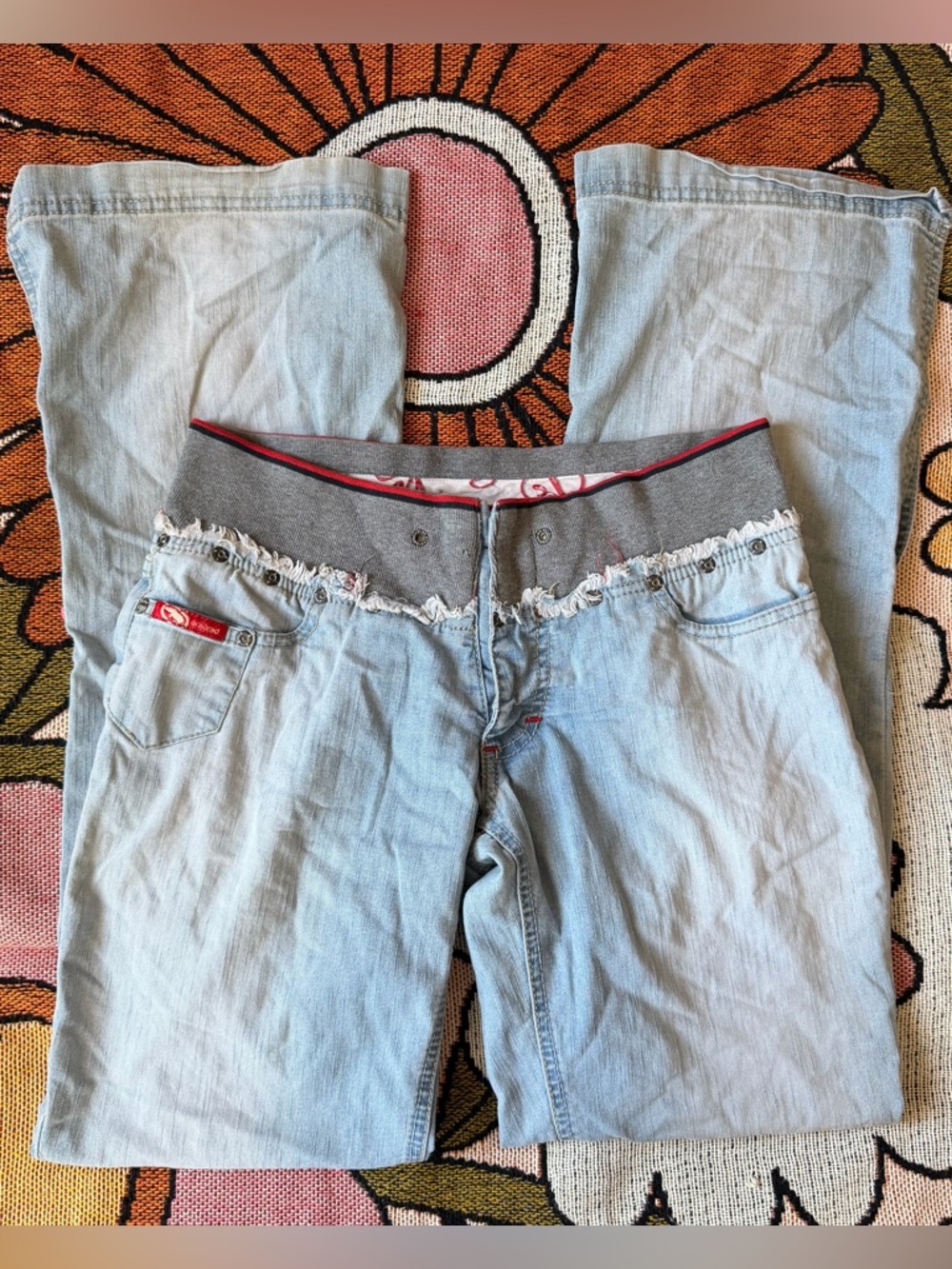 Y2K Low Rise Sweatpant Baggy Flare Jean Size 26